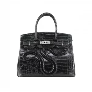 LSL Original Niche High-End Oversized Capacity Handcrafted Dark PU Crocodile Pattern Sweet-Cool Birkin-Style Bag Tote Crossbody