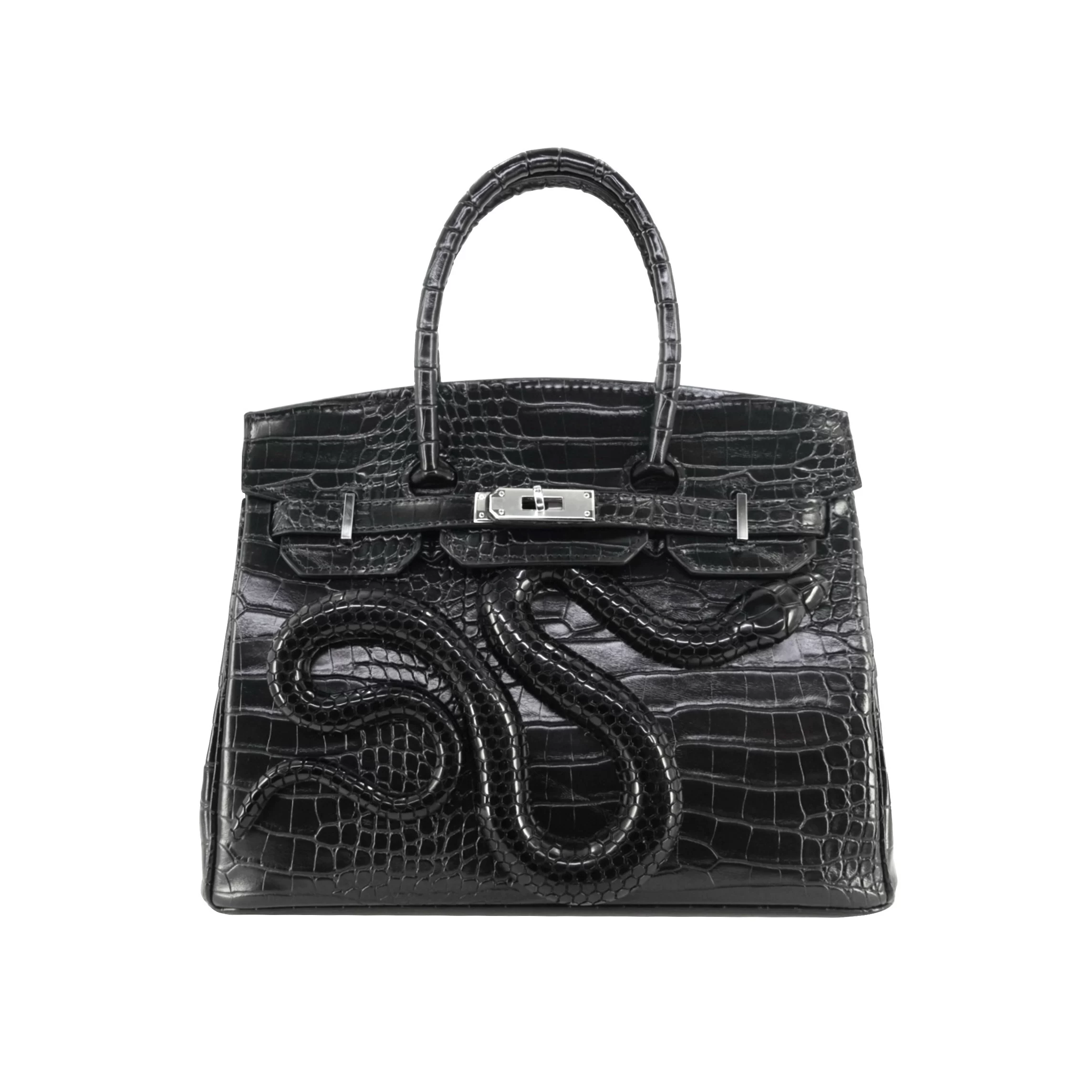 LSL Original Niche High-End Oversized Capacity Handcrafted Dark PU Crocodile Pattern Sweet-Cool Birkin-Style Bag Tote Crossbody