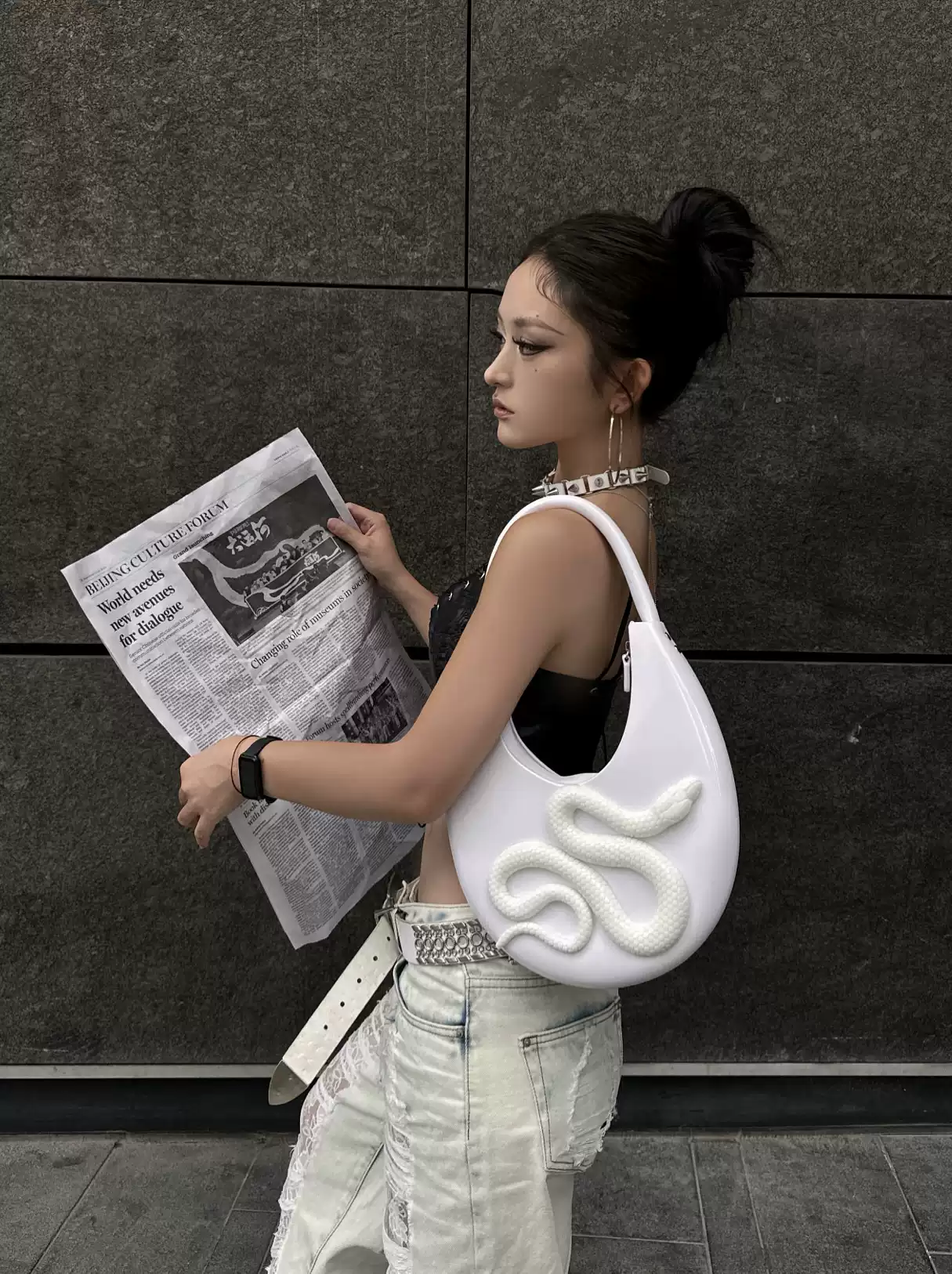 LSL Original Design Niche Large Capacity Jelly Bag High-End Futuristic Sweet-Cool Crescent Bag Chinese Trendy Underarm Snake Bag - Image 2