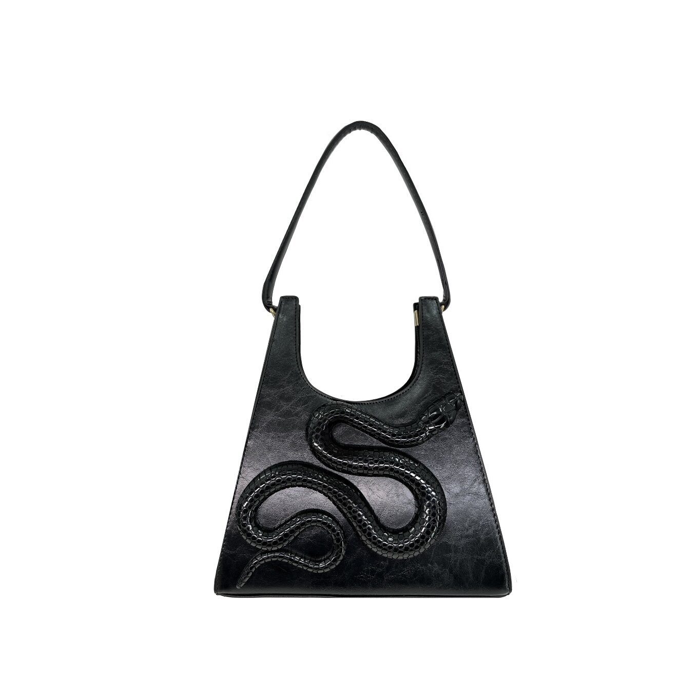 LSL Original Niche Design Chinese-Style 3D Snake Dark Edgy Gender-Neutral Genuine Leather Structured Cut Underarm Shoulder Bag