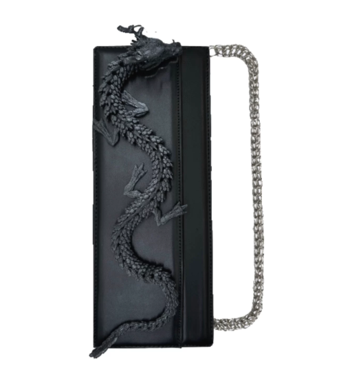 LSL Original Black Dragon Knight Dark Punk Bag | Niche Unisex Handbag Shoulder Crossbody Underarm Bag