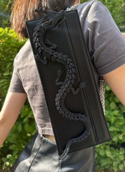 LSL Original Black Dragon Knight Dark Punk Bag | Niche Unisex Handbag Shoulder Crossbody Underarm Bag - Image 5